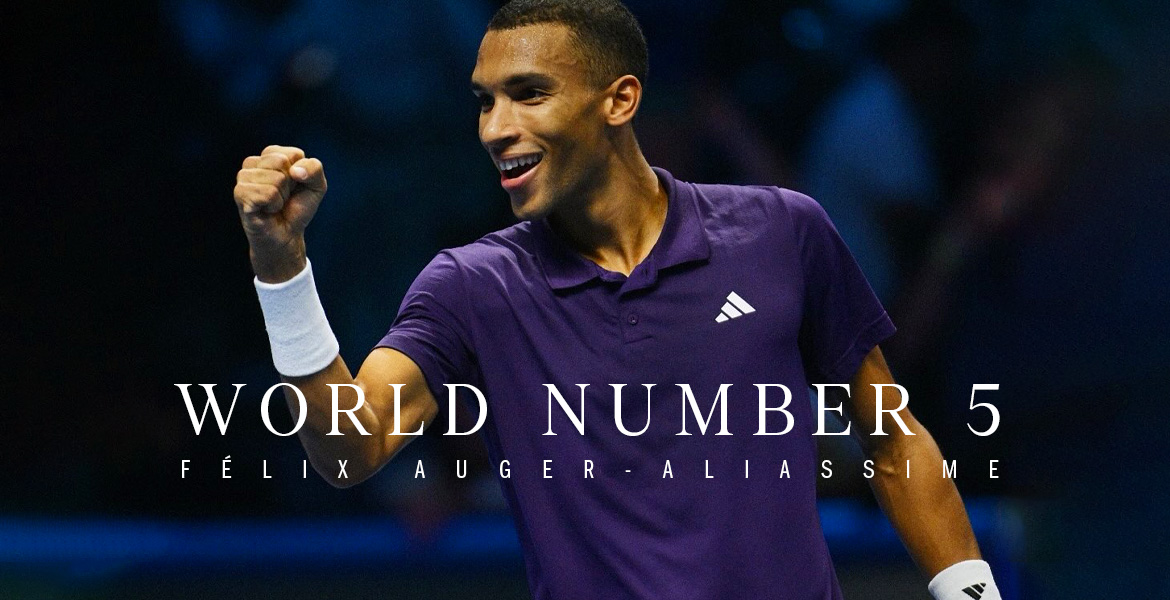 Félix Auger-Aliassime ends the 2025 season on a career-high ranking of Number 5 ATP Player of the Year.