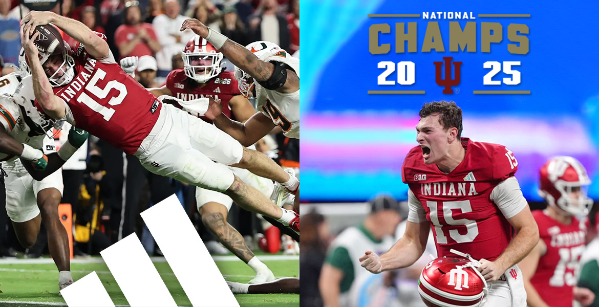 Indiana Hoosier, Fernando Mendoza, celebrates the team's first College Football Playoff national championship.